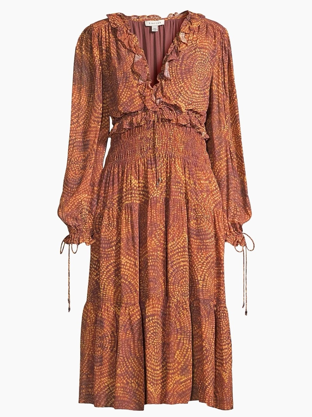 Stellah Sand Garden Print Georgette Midi-Dress